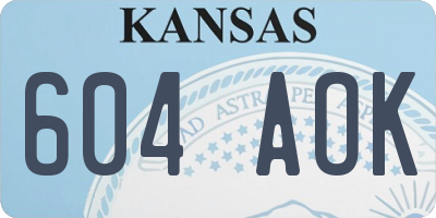 KS license plate 604AOK