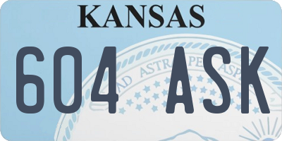 KS license plate 604ASK