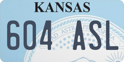 KS license plate 604ASL