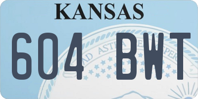 KS license plate 604BWT