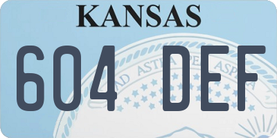 KS license plate 604DEF