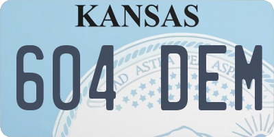 KS license plate 604DEM