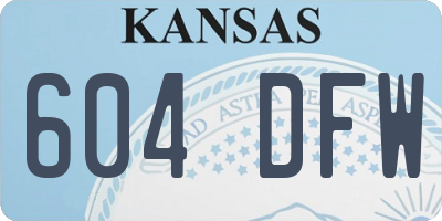 KS license plate 604DFW