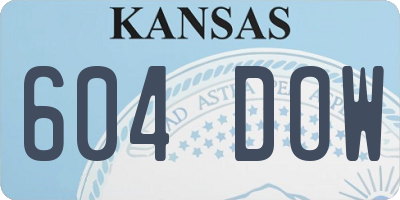 KS license plate 604DOW