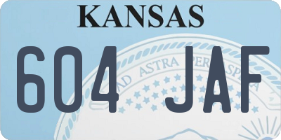 KS license plate 604JAF