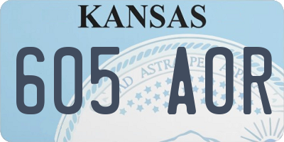 KS license plate 605AOR