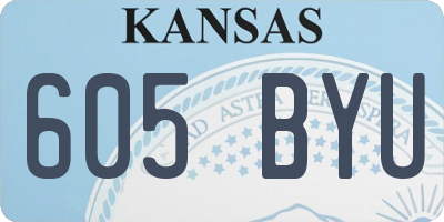 KS license plate 605BYU