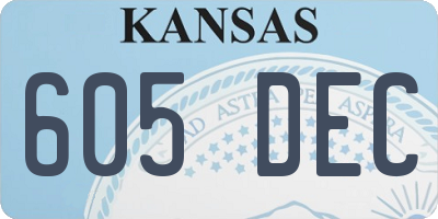 KS license plate 605DEC