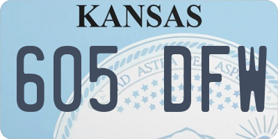 KS license plate 605DFW