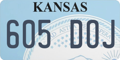 KS license plate 605DOJ