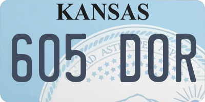 KS license plate 605DOR