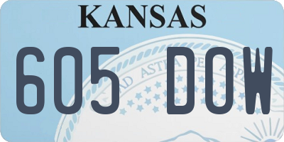 KS license plate 605DOW