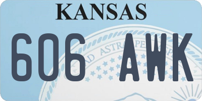 KS license plate 606AWK