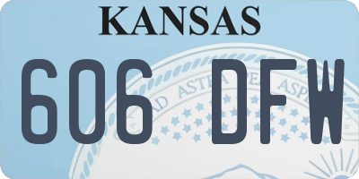 KS license plate 606DFW
