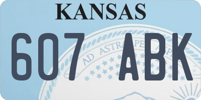 KS license plate 607ABK