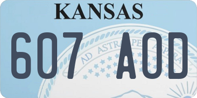 KS license plate 607AOD