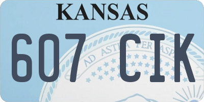 KS license plate 607CIK