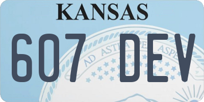 KS license plate 607DEV