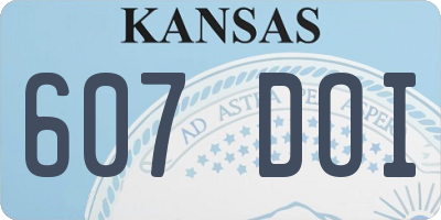 KS license plate 607DOI