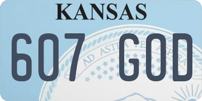 KS license plate 607GOD