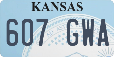 KS license plate 607GWA
