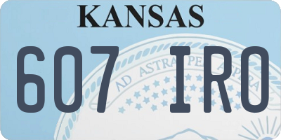 KS license plate 607IRO