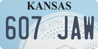 KS license plate 607JAW