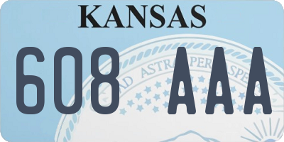 KS license plate 608AAA