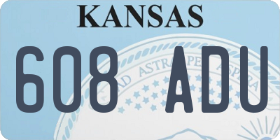 KS license plate 608ADU