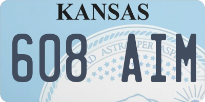 KS license plate 608AIM