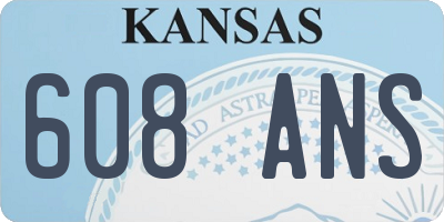 KS license plate 608ANS