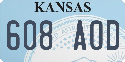 KS license plate 608AOD