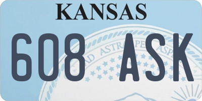 KS license plate 608ASK