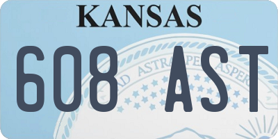 KS license plate 608AST