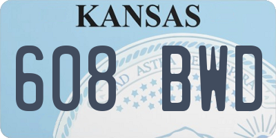 KS license plate 608BWD