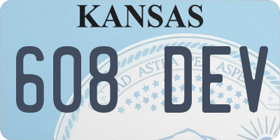 KS license plate 608DEV