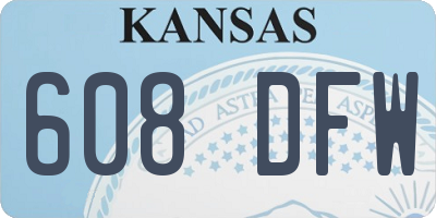 KS license plate 608DFW