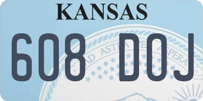 KS license plate 608DOJ