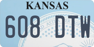 KS license plate 608DTW