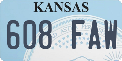 KS license plate 608FAW