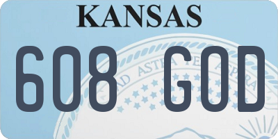 KS license plate 608GOD