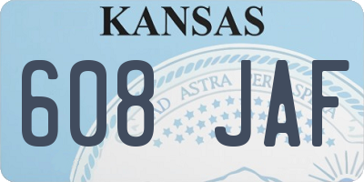 KS license plate 608JAF