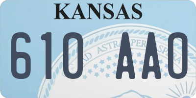 KS license plate 610AAO