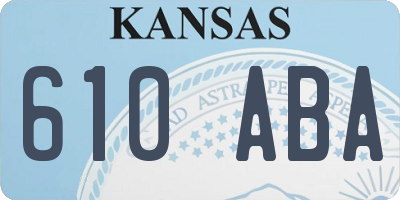 KS license plate 610ABA