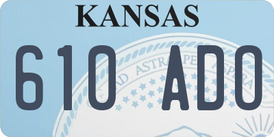 KS license plate 610ADO