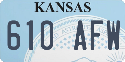 KS license plate 610AFW