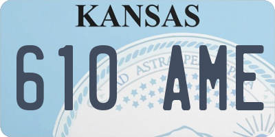 KS license plate 610AME