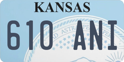KS license plate 610ANI