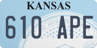 KS license plate 610APE