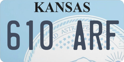 KS license plate 610ARF